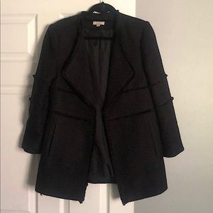 LOFT Black twill open front coat